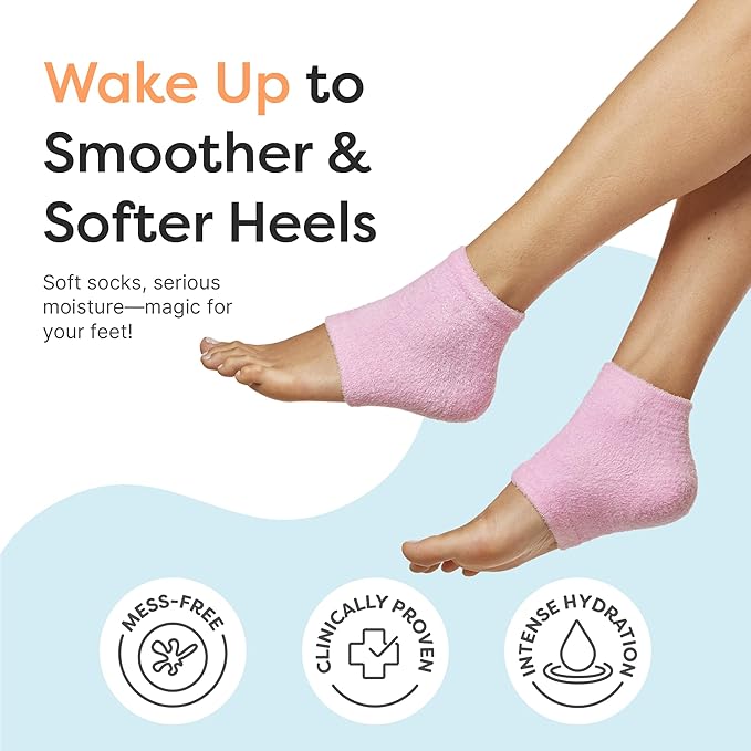 ZenToes Moisturizing Socks for Cracked Heel Treatment, Vitamin E, Olive Oil and Jojoba Oil Heel Socks, Stocking Stuffers for Women, Spa Self Care Gifts for Women (Fuzzy Pink, Regular)