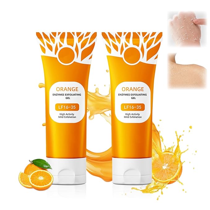 2Pcs Orange Exfoliating Gel For Face & Body,2026 Exfoliating Cleansing Gel Scrub,Pore Orange Peeling Scrub,Deep Clean Pores,Remove Blackheads & Moisturize Skin,All Types Skin