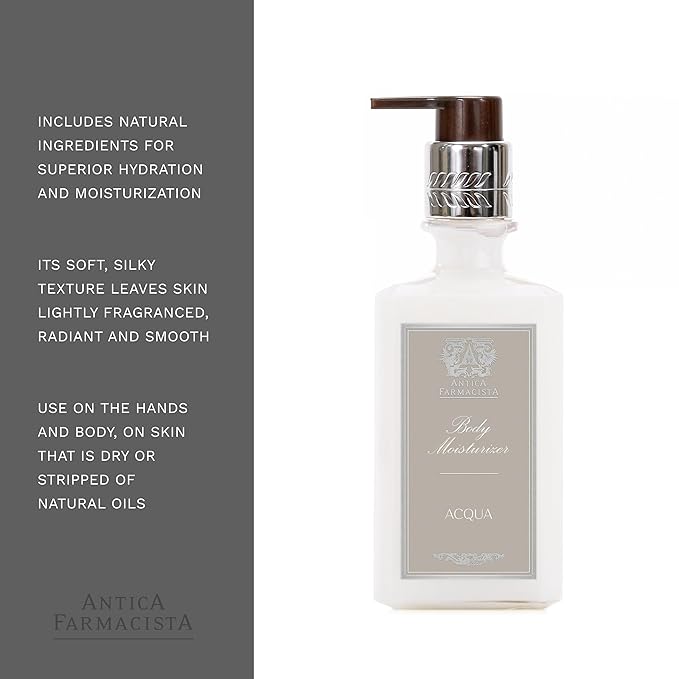 Antica Farmacista Body Moisturizer - Scented Moisturizing Lotion with Aloe Vera, Green Tea & Sweet Almond Oil - Luxury Gift for Any Occasion - Acqua, 10 fl oz