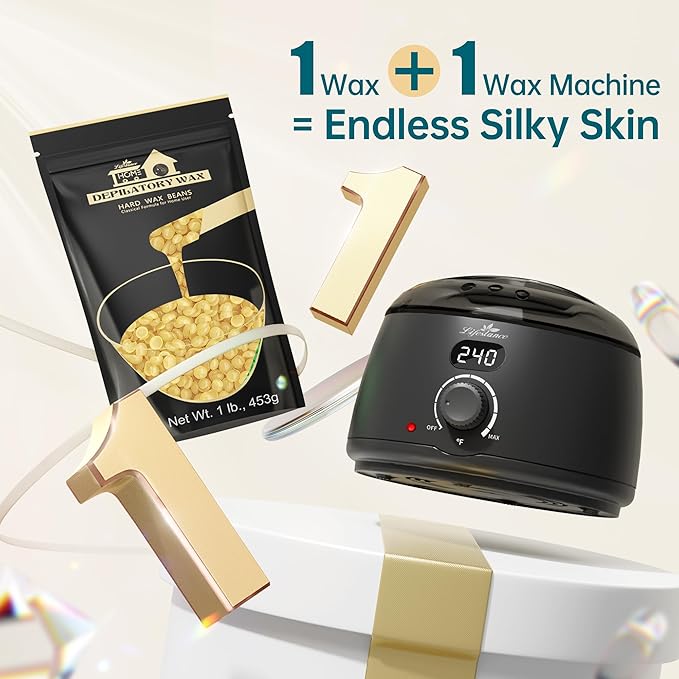 Lifestance Honey Waxing Beads, 1LB Coarse Hair Removal Wax Beans for Face, Eyebrow, Brazilian Bikini, Sensitive Skin at Home for Women and Men