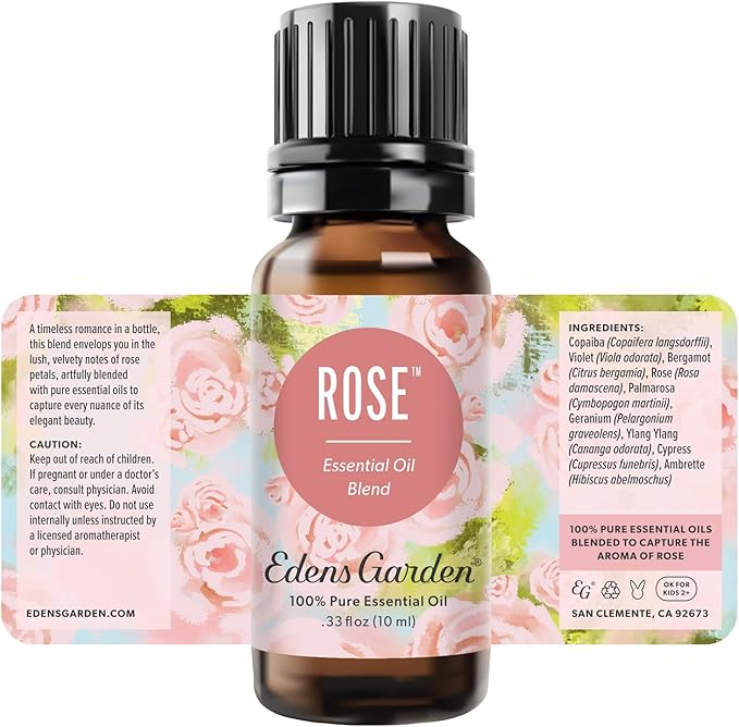 Edens Garden Rose Essential Oil Blend – 100% Pure Therapeutic Grade, Aromatherapy, Relaxation, Skin Therapy, Clean Perfume & Fragrance Alternative, Floral Aroma for Diffusers & DIY 10 ml (.33 fl oz)