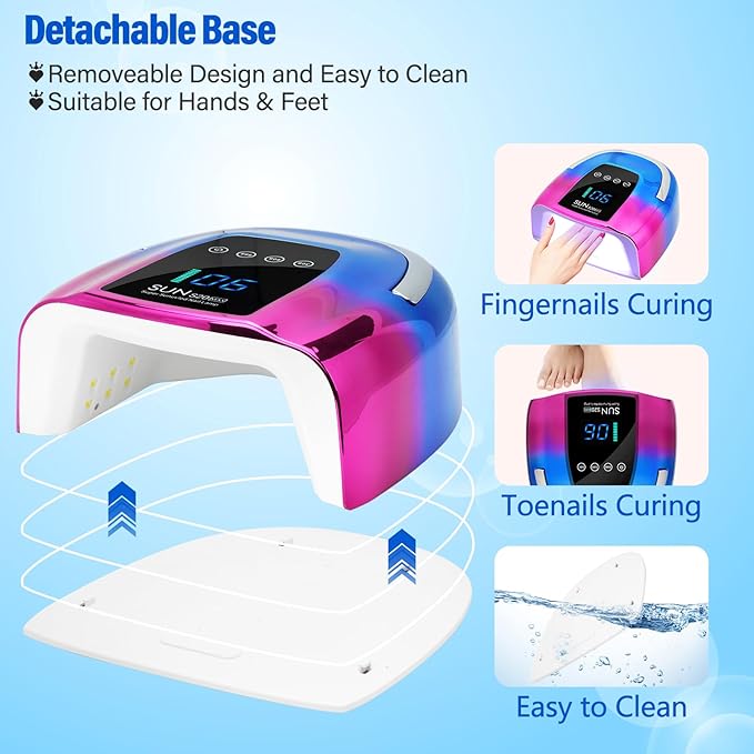 UV LED Nail Lamp Dryers Cordless 128W Portable Rechargeable UV Light for Gel Nails Polish Kit,Fast Curing Wireless Builder Gel Lamp with Sensor 3 Timer LCD Display 48 LED,Manicure Pedicure Art Tools