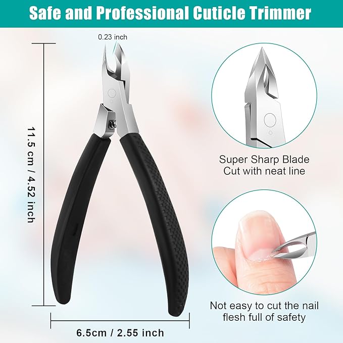 Diesisa Cuticle Trimmer,4mm Jaw Extremely Sharp,Cuticle Clippers for Nails with Silicone handle, Non-Slip,Professional Steel Cuticle Cutter,Trimmer Dead Skin Remover Stainless Cuticle Remover Tool