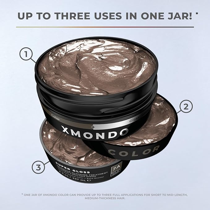 XMONDO Color Dark Ash Blonde Color Depositing Mask & Semi-Permanent Hair Dye Super Gloss Infused with Bond Boosters for Nourishment, Revitalize & Repair, Vegan Formula, 8 Fl Oz