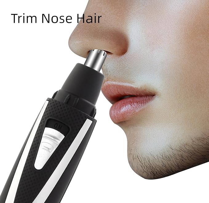 Ear and Nose Hair Trimmer Clippers: 2025 Professional Painless Eyebrow & Facial Hair Trimmers Remover for Men Women, Battery Operated Nasal Clipper, Dual Edge Waterproof Blades for Easy Clean, Black