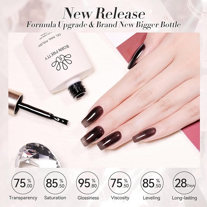 Born Pretty Jelly Black Gel Nail Polish Translucent Halloween Spider Nail Gel Soak Off Hema-Free Gel Polish U V Light Cure for Nail Art DIY 15ML