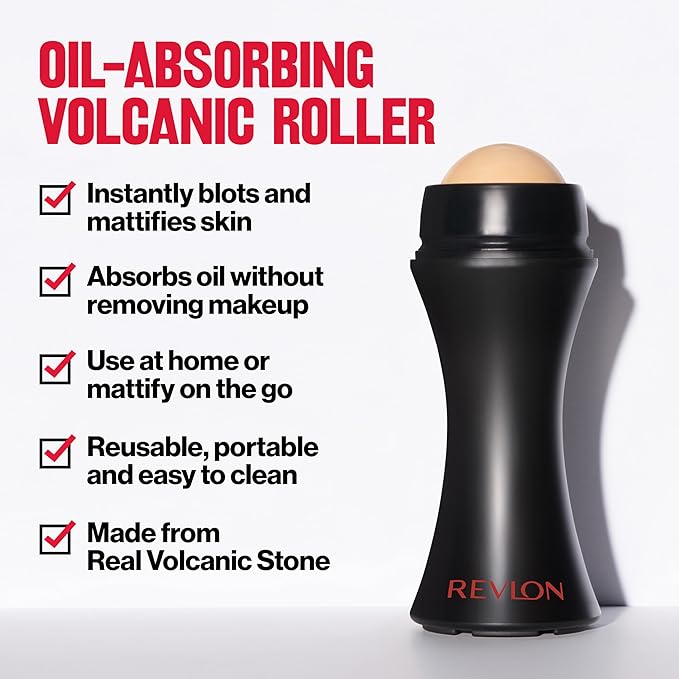 Revlon Face Roller, Oily Skin Control for Makeup, Oil Absorbing, Volcanic Reusable Facial Skincare Tool, Stocking Stuffer for Women & Men, 1 count