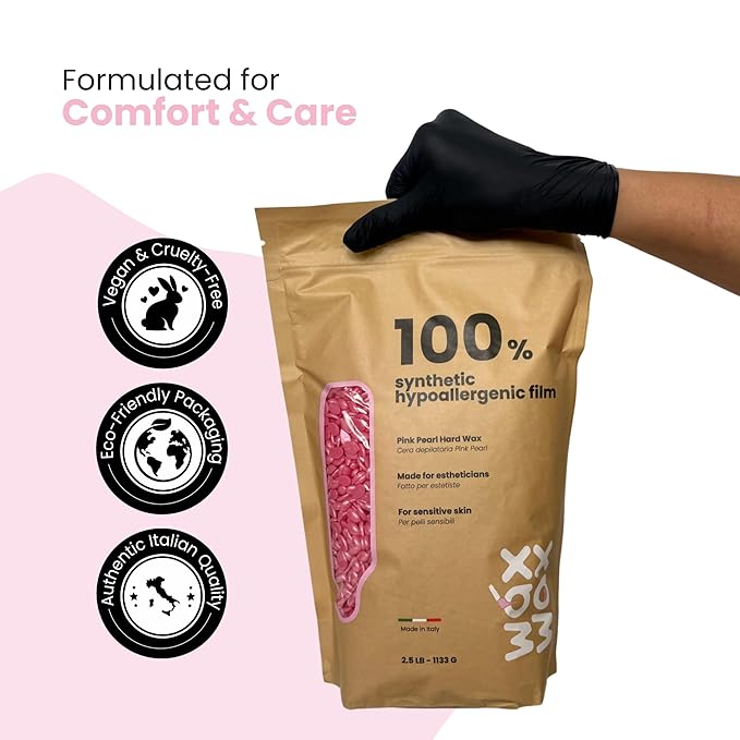 Premium Hard Wax Beads for Hair Removal – Hypoallergenic & Strip-Free, Smooth Low-Temp Formula, Suitable for Sensitive Skin – Perfect for Face, Bikini & Full Body (Pink Pearl - Bikini, 1.1 LB)
