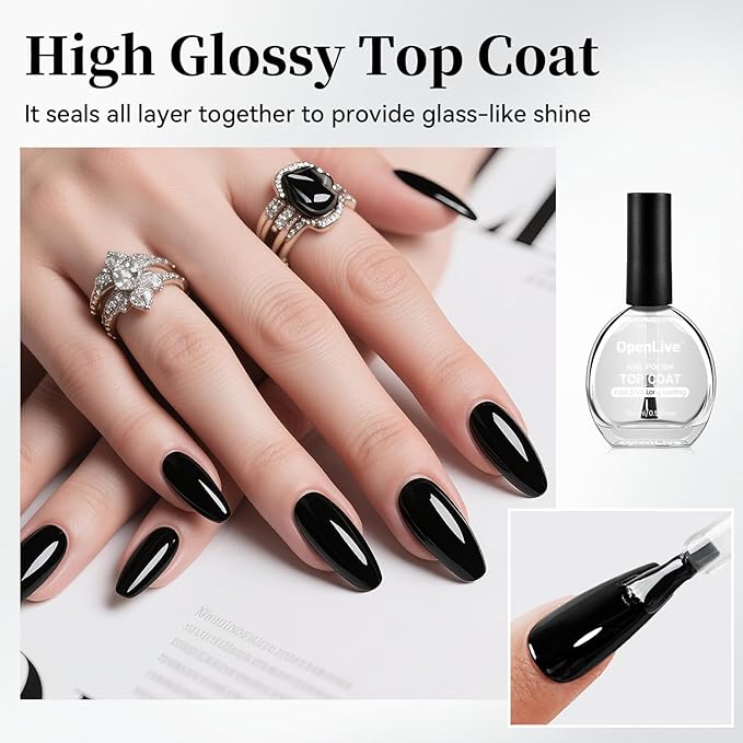 16.5ml Top Coat Clear Nail Polish, Quick Dry High Gloss Shine Large Volume Top Coat, Long Wear and Scratch Resistant for Women Salon DIY Nail Art