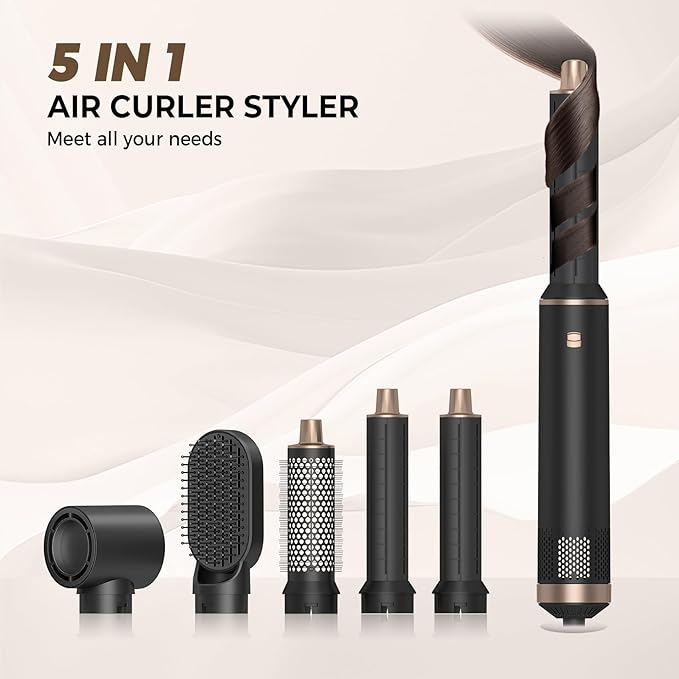 5 in 1 Hair Styler & Hair Dryer Brush, Low-Speed Negative Ionic Air Styler Drying, Multi Hair Styler, Professional Blow Dryer Brush for Curling Volumizing Straightening Styling