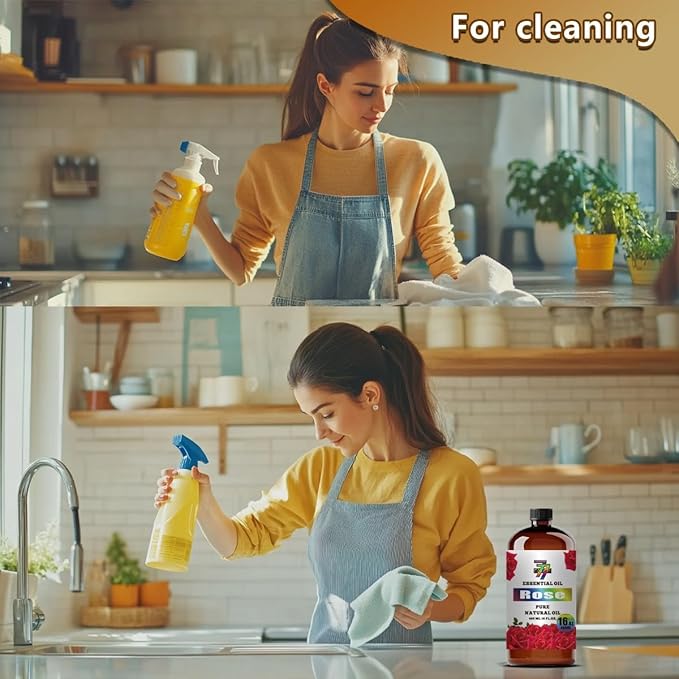 Rose Essential Oil (16 oz / 480 ml) – Rose Oils for diffusers, humidifiers, Home Baths, Cleaning Products, Yoga, DIY Soaps and DIY Scented Candles