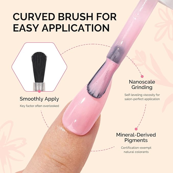 MelodySusie Fleurwee Plant Based Gel Nail Polish, Hema Free Glitter Pink Nail Polish, Soak Off UV LED Gel Polish Gift for Women 21 Non Toxic Long Lasting Nail Art Manicure Salon DIY at Home P11