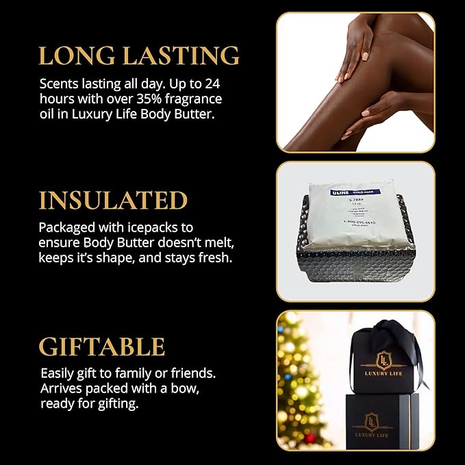 LUXURY LIFE BUTTER - Irresistibly Scented Body Butter with Hyaluronic Acid for Ultimate Moisture. Luxurious Natural Fragrance. Hydrates for a Non-Greasy Glamorous Glow, Tobacco Vanilla, 5 oz.