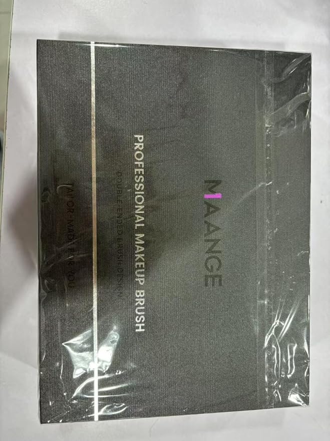 MAANGE Makeup Brush Set with Case Double-ended Makeup Brushes for Foundation Contour Liquid Powder Concealer Eye Shadows Cream Cosmetics Blending Blush Makeup Tools (Coffee Brown, 13 PCS)