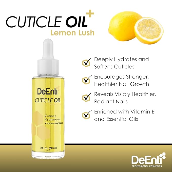 Cuticle Oil, Jojoba Oil for Nails, 2oz Hydrating Cuticle Nail Oils, Lush Lemon Scented Cuticles Repair, Vitamin E Nail Supplies, Professional Salon Quality Manicure Supplies