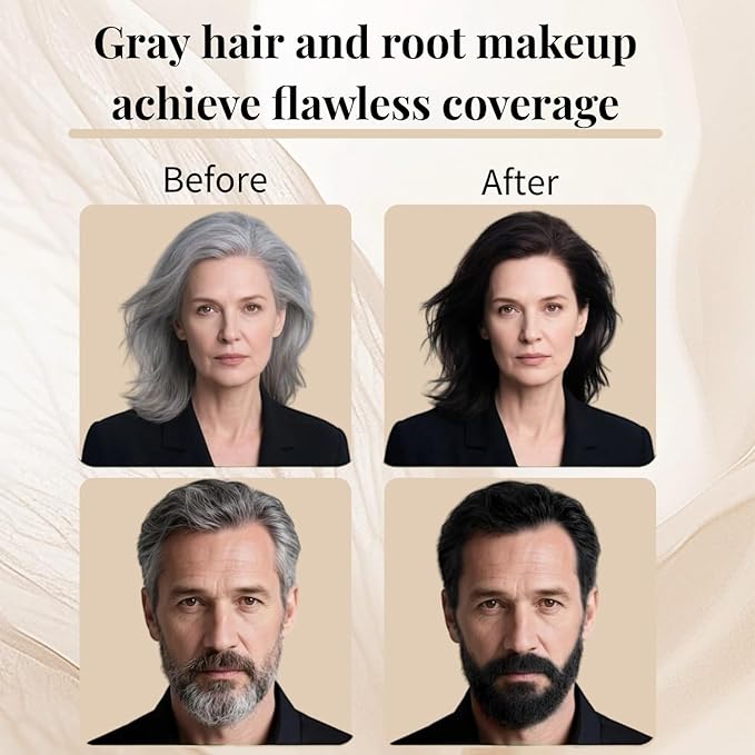 Safe and Convenient Comb Hair Dye Stick, White Hair Cover Stick, 2-in-1 Convenient Instant Dyeing, Waterproof and Sweat Proof, Quick Root Dressing (Black) c