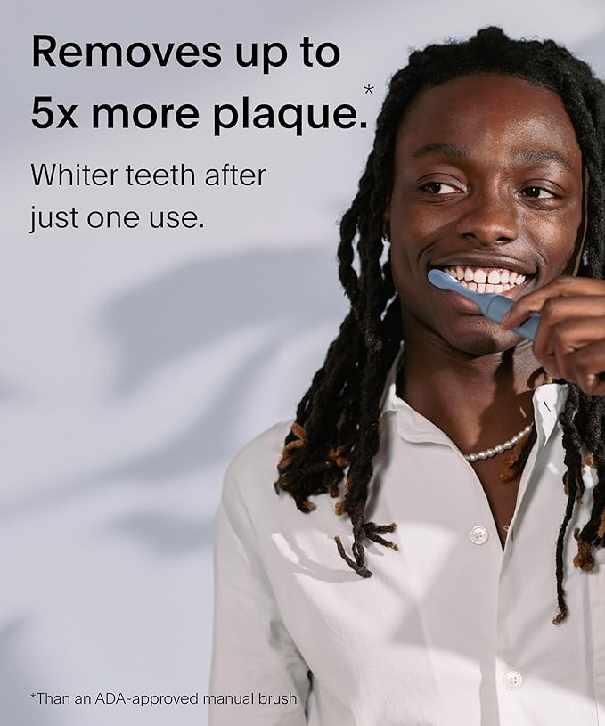 SURI Recyclable Plant-Based, Electric Toothbrush Heads - Built-in Tongue Scraper, Long Lasting Replacement Heads | Compatible Only Sonic Electric Toothbrush - Sea Mist, Pack of 3