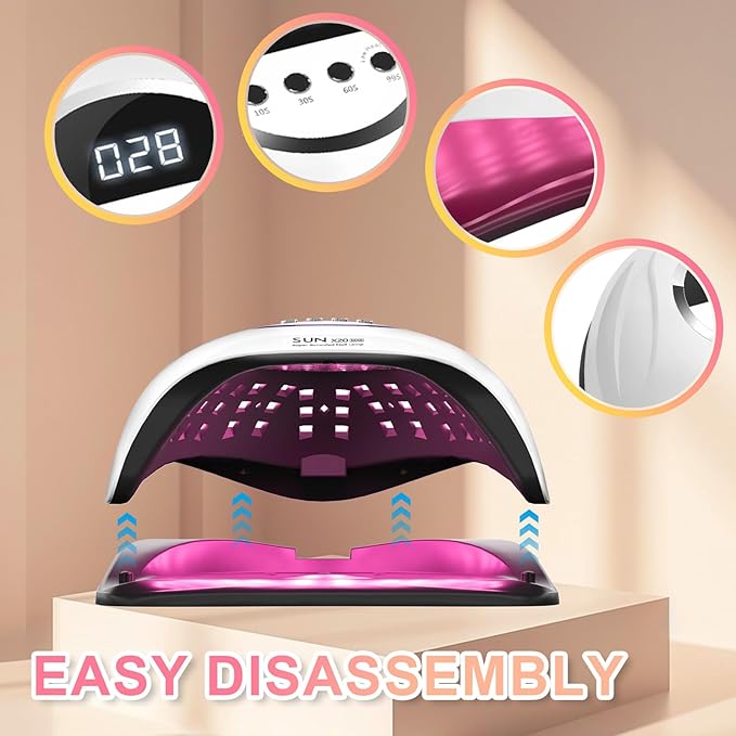 320W UV LED Nail Lamp, Professional Nail Dryer Gel Polish Light with 72 Beads, UV Nail Light with 4 Timer Settings, Nail Polish Curing Gel LED Dryer with Automatic Sensor, LCD Display