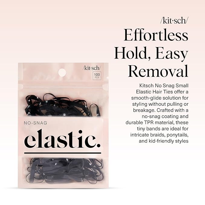 Kitsch Hair Ties No Damage for Kids, Teens and Women - Rubber Bands for Hair Styling | No Snag Hair Elastics | Daily Hair Accessories | Ideal Gifts for Women - 500pcs (Black)