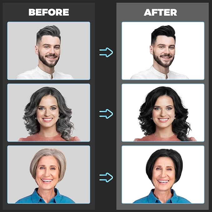 Black Hair Dye Shampoo Instant & Easy 3-in-1 Hair Color Solution for Men and Women - Herbal Formula, Ammonia-free, Lasts 30 Days - 16.90 oz