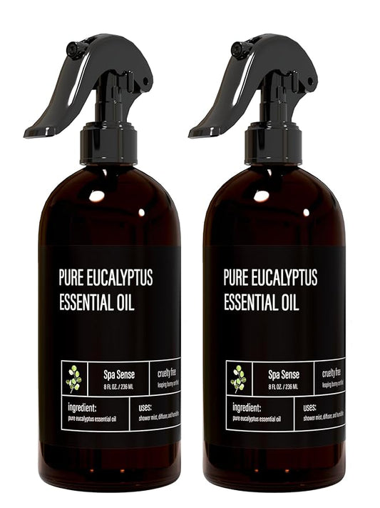 Pure Eucalyptus Oil Shower Mist and Steam Room Spray - Room Spray and Eucalyptus Spray for Shower - Premium Aromatherapy Eucalyptus Essential Oil Spray - 8 Ounce, 2 Pack
