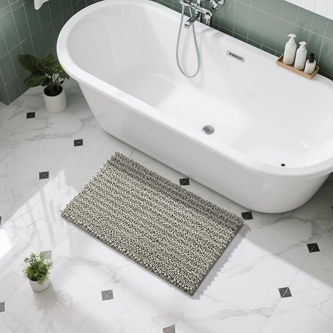 Yimobra Large Bathroom Rugs Non Slip Washable 36x24 Inch - Ultra Soft Absorbent Chenille Bath Mat, Quick Dry Shaggy Floor Carpet for Tub Shower, Sand Home Decor Accessories