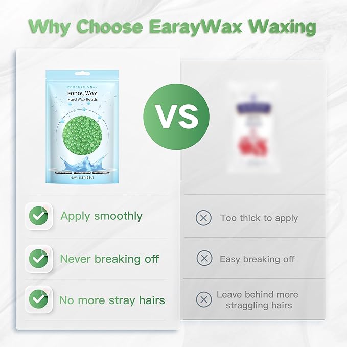 Hard Wax Beads for Hair Removal, 1lb Brazilian Coarse Waxing for Full Arms, Armpit, Bikini, Eyebrow, Face, Legs, Sensitive Skin, At-Home Wax Melts for Women Men