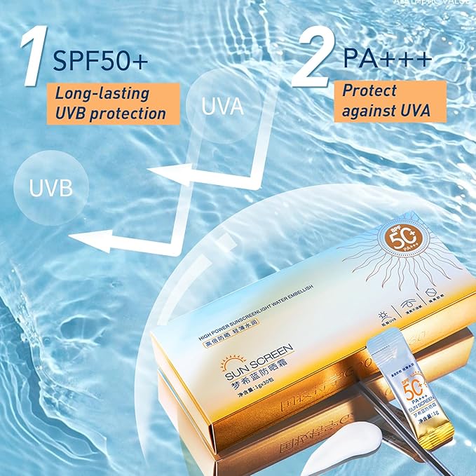 30PCS Mini Sunscreen, SPF50+ PA+++ Travel Size Sunscreen, Lightweight & Non-Greasy, Waterproof - Perfect for Party, Outdoor, Vacation, Daily Use