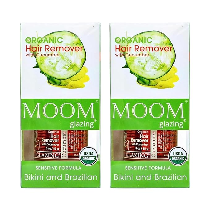 MOOM - Organic Sensitive Formula Hair Remover with Cucumber for Bikini and Brazalian - 3 oz (Pack of 2) - Made In Canada