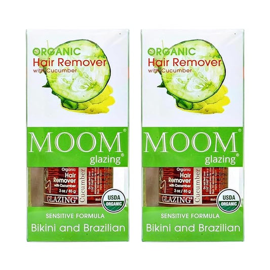 MOOM - Organic Sensitive Formula Hair Remover with Cucumber for Bikini and Brazalian - 3 oz (Pack of 2) - Made In Canada