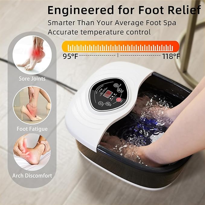 closewave Foot Spa Bath Massager with Heat, UV & Ozone Bubbles,Shiatsu Rollers Epsom Salt Temperature Control, Relieves Stress and Feet Pain - Home Pedicure Soaking Tub Gift for Women/Men, Mom/Dad