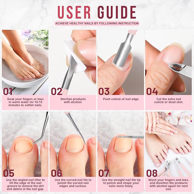 FANDAMEI Cuticle Kit, 4 PCS Nail Care Kit, Cuticle Trimmer, Cuticle Nippers, Ingrown Toenail Removal Kit, Cuticle Clippers, Cuticle Pusher, Nail Cuticle Trimmer, Manicure and Pedicure Kit, Nail Tools