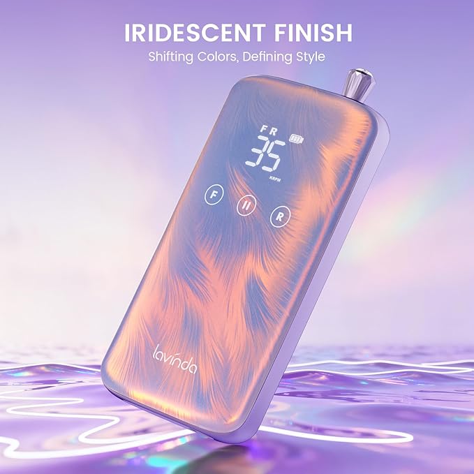 Lavinda Professional Nail Drill - 35,000 RPM Rechargeable Electric Nails File with Coreless Motor, Fast Charge & 3000mAh, 8-Piece Nail Drill bits Set for Manicure/Pedicure (Iridescent Pearl)