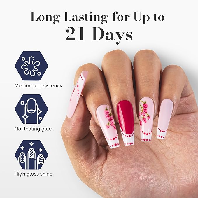 MelodySusie Fleurwee Plant Based Gel Nail Polish, 2 Pcs Hema Free Gel Polish, Light Pink and Raspberry Red Nail Polish 21 Non Toxic Long Lasting Nail Art Salon DIY Manicure at Home Gift for Women