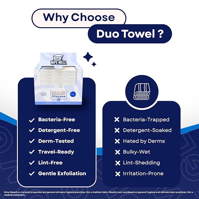 Disposable Face Towels, 50 Ct, 1 Pack, Ultra Soft Facial Dry Wipes, Multi-purpose for Skin Care, Dye-Free, Paraben-Free, Makeup Remover Clean Towel