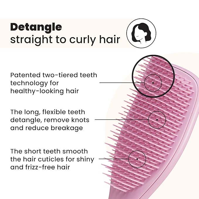 Tangle Teezer Ultimate Detangler Brush for Wet & Dry Hair, Eliminates Knots & Reduces Breakage for All Hair Types, Amazon Exclusive Rosebud