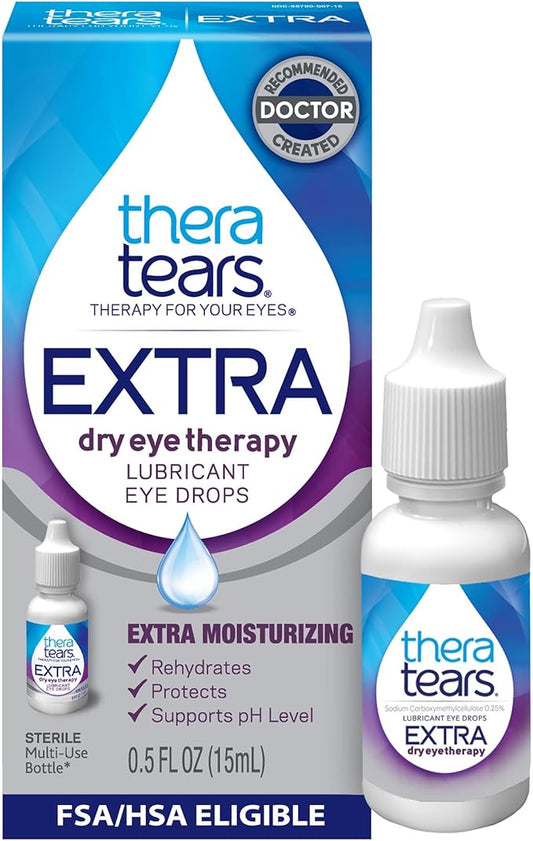 TheraTears Extra Dry Eye Therapy Lubricating Eye Drops for Dry Eyes, 0.5 Fl Oz
