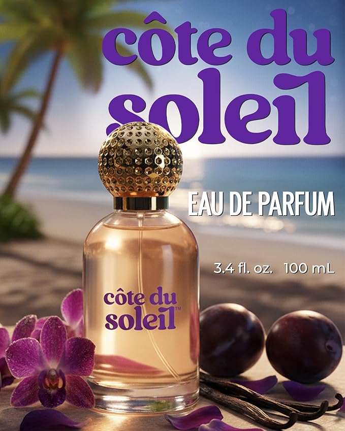 PB ParfumsBelcam Côte du Soleil Eau de Parfum for Women – Warm Floral Oriental Scent with Ripe Plum, Sugared Orchid & Vanilla – Long-Lasting Women’s Fragrance, Everyday Luxury Perfume, 3.4 fl oz