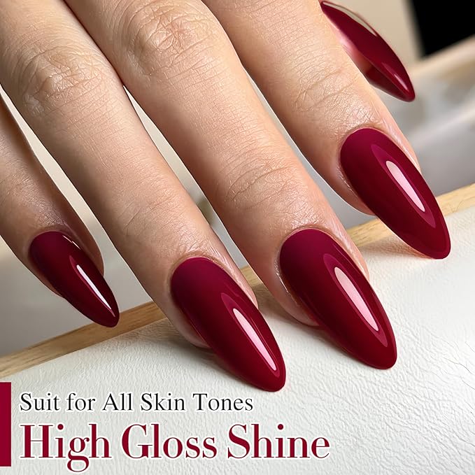 Double Rhythm 15ML Gel Nail Polish Pure Sheer Same Color Same Bottle Soak Off Gel Polish Art Manicure Salon DIY at Home for Women (Burgundy-A1129)
