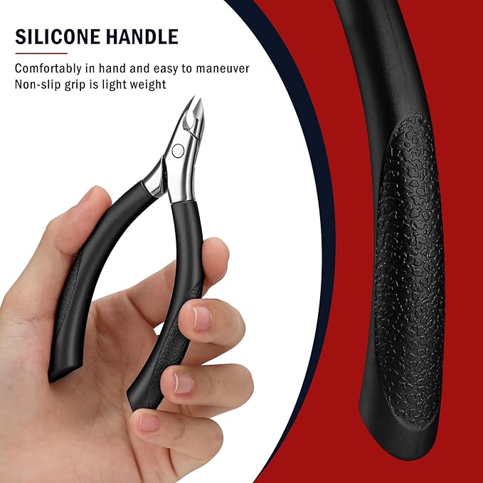 FVION Cuticle Trimmer – Professional Cuticle Nippers, Rubber Coated Handle Manicure Tools – Stainless Steel Cuticle Cutter for Nails (5mm)