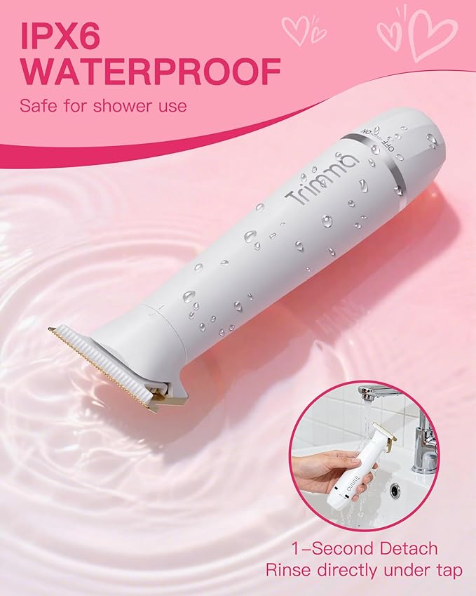 Trimma Bikini Trimmer for Women - 5 in 1 Waterproof Womens Electric Razor for Sensitive Skin, Rechargeable Portable Electric Body Razor (Leg, Arm, Bikini, Face, Nose, Eyebrow, Back)