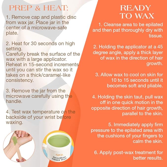 GiGi Brazilian Bikini Wax Microwave Formula, Painless, Residue-Free Hard Wax for Coarse Hair, Perfect for Sensitive Areas, 8 oz, 1-pack