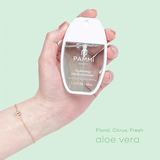 PAMMI Power Mist Hydrating Hand Sanitizer Spray, Portable Travel Size Pocket Hand Sanitizer, Scented Handsanitizer Mini Spray For Car - 600 Sprays (2 Packs (Aloevera, Guava))