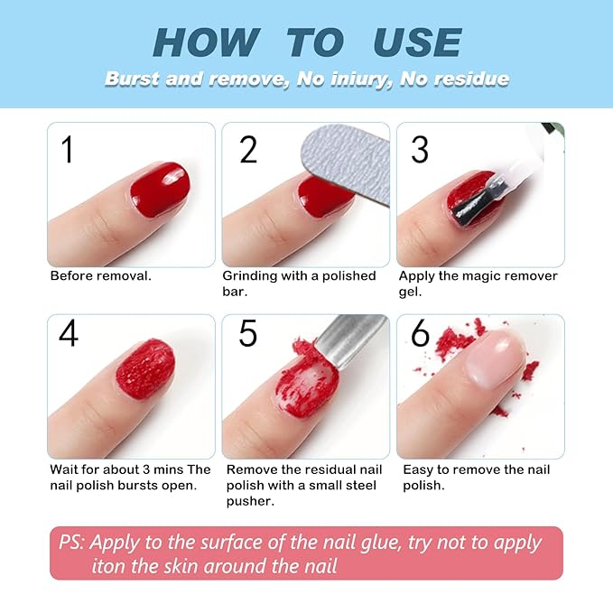 Gel Polish Remover, (3pcs) Gel Nail Polish Remover, No Need for Foil, Quick & Easy Polish Remover In 3-5 Minutes, No Need Soaking Or Wrapping-0.5floz