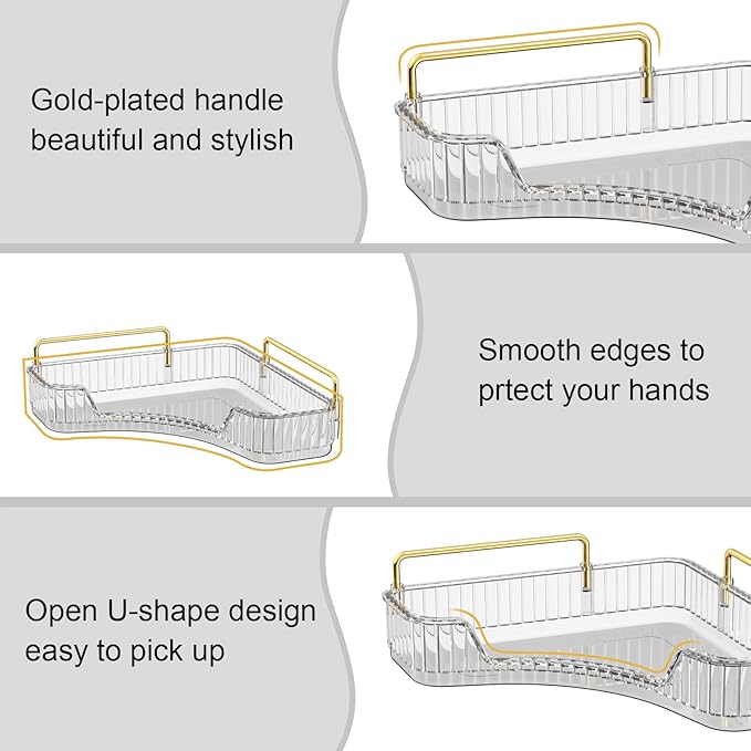 GTI 3-Tier Corner Bathroom Counter Organizer, Large Capacity Makeup Organizer Countertop, Perfume Cosmetics Skincare Vanity Organizers, Exquisite Countertop Storage for Women (Gray)