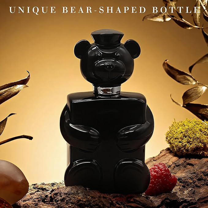HONEY BEAR BLACK Long-Lasting Cologne for Men | Fresh Citrus & Woody Scent | Eau de Toilette 100ml Spray | Day to Night Fragrance