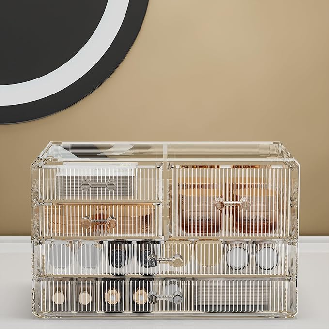 ZHIAI Stackable Storage Drawers, Acrylic Bathroom Counter Organizer Clear Makeup Organizers for Vanity, Kitchen Cabinets, Bathroom, Undersink, Home Organization and Storage (5 Drawers, Pattern E)