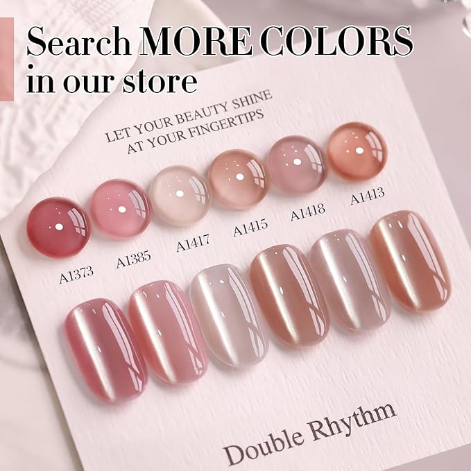 Double Rhythm 0.5 OZ Cat Eye Gel Polish with Magnet 15ML Holographic Glitter Shimmer Translucent Jelly Color Magnetic Nail Polish Salon DIY at Home (Clear Silver-B-MC1099)