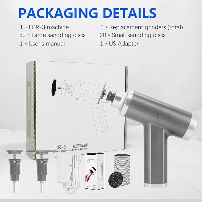 Upgraded Electric Callus Remover for Feet 4500rpm, Professional Electric Foot Callus Remover Foot Sander Pedicure File with 2 Interchangeable Heads and Replaceable Sandpaper Discs