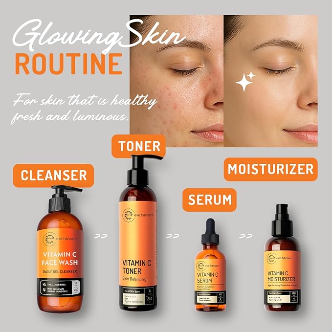 Vitamin C Cleanser Face Wash - HUGE 8 oz Gentle Facial Cleansing Gel for Uneven Skin Tone, Age Spots and Fine Lines - Natural Face Soap with Aloe Vera, Green Tea, Ginseng